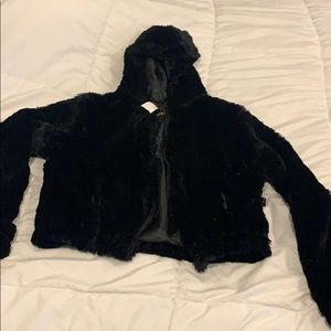 Black Faux Fur black coat Junior Small